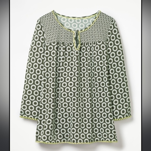 Boden Tops - Boden Tessa Geometric Green 3/4 Sleeve Jersey Top sz 4
